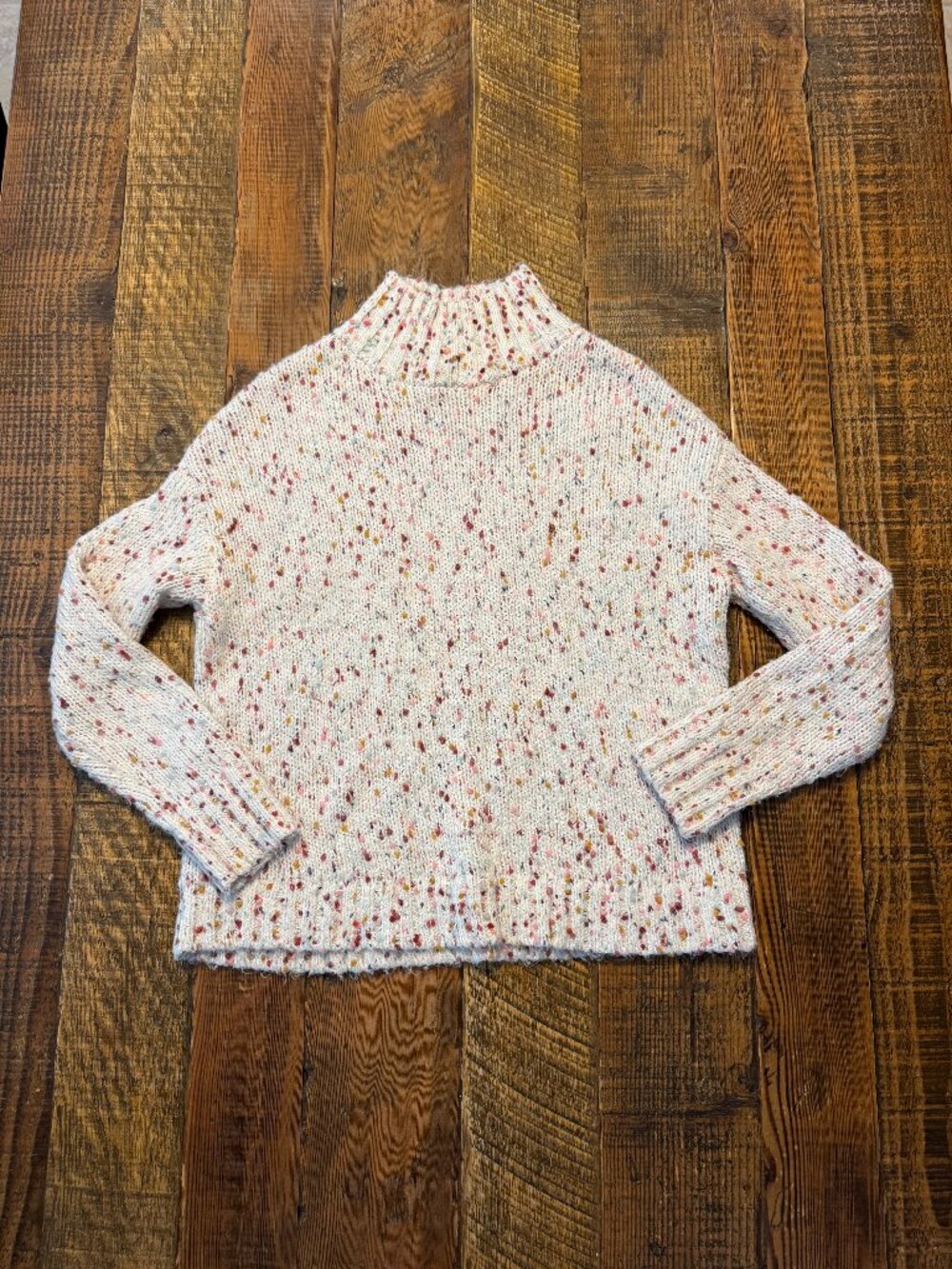 LOFT Marled Confetti Mock Neck Sweater — XS